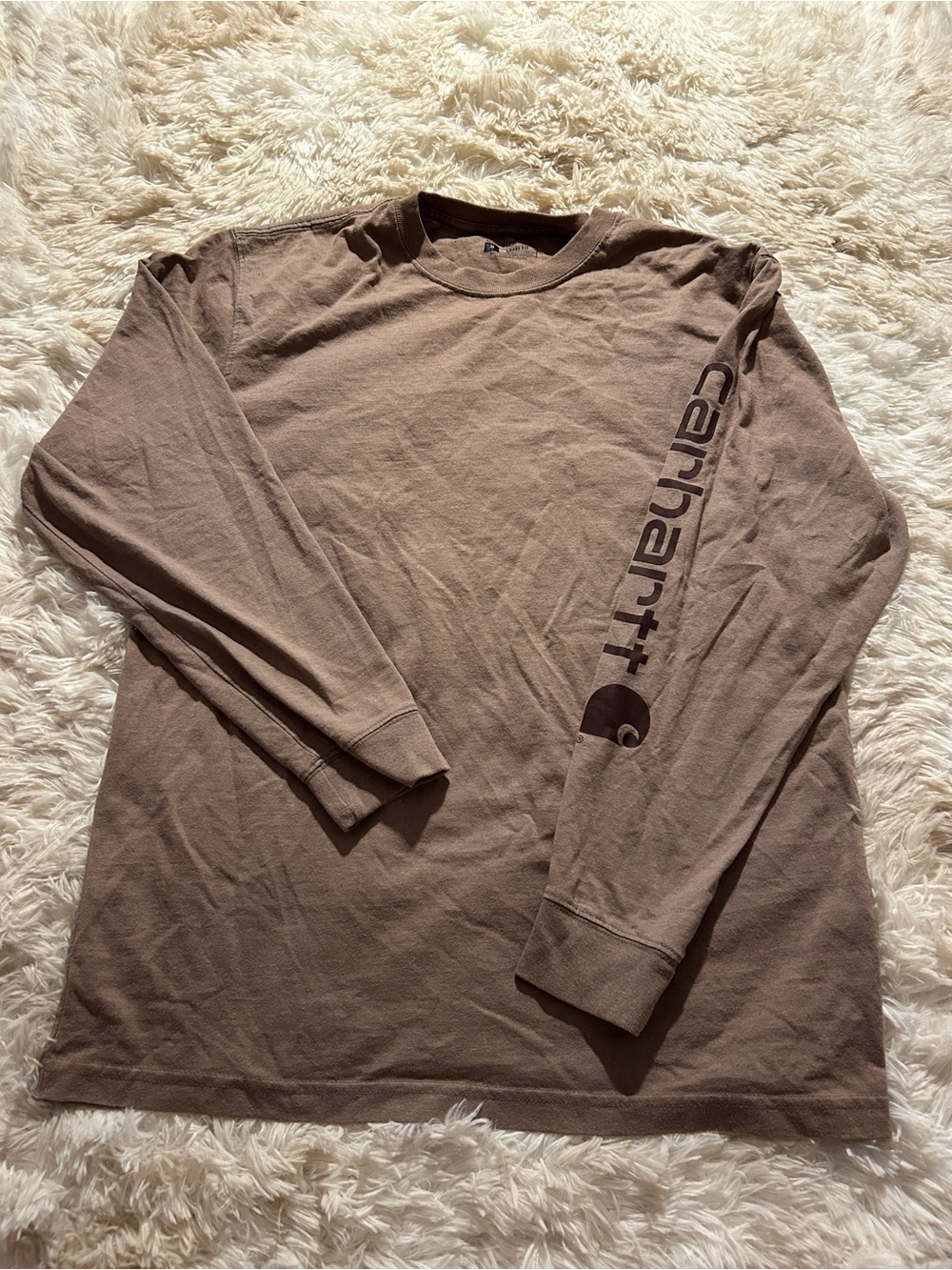 Carhartt Brown Long Sleeve Logo Tee with Sleeve Graphic